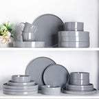 GBHOME Dinnerware Set for 4, 12 Piece Speckled Plates and Bowls Set with Glazed Bottom, Chip & Scratch Resistant Stoneware Plates Sets, Dishwasher & Microwave Safe Dishes (Limestone, Service for 4)