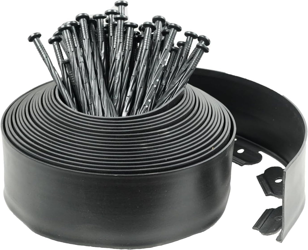 Hugeleaf Landscape Edging Kit 40 Feet with 48pcs Spikes, 4 Inches Garden Edging Flexible Landscape Lawn Border for Flower Beds Yard Pathway