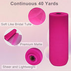 Fuchsia Tulle Fabric Roll Spool Bolt (54 Inch by 40 Yards) Large Tulle Wedding Party Decoration, Tutu Skirt, Table Runner, Gift Wrapping, Bridal Shower, Soft & Drape (Fuchsia)