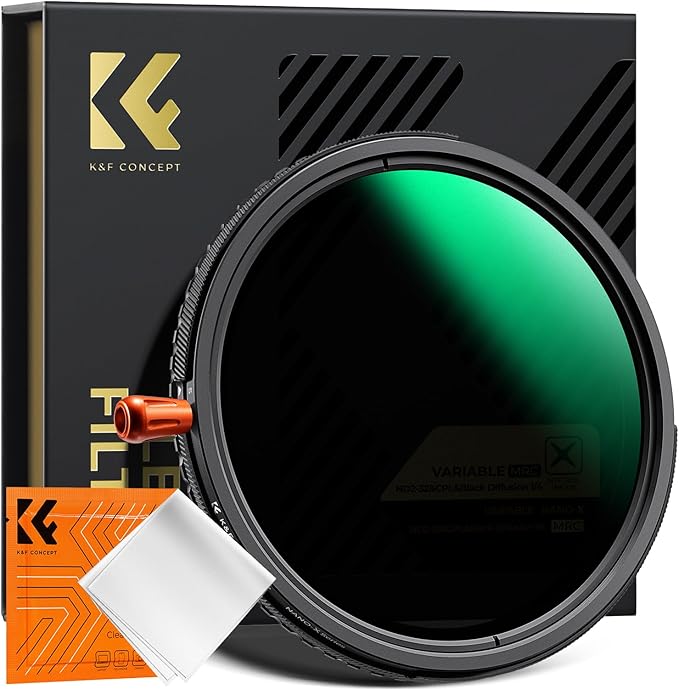 K&F CONCEPT 52mm Black Diffusion Mist Effect 1/4 & Variable ND2-32(1-5 Stops) & Circular Polarizing Filter CPL-in 1 HD Lens Filter with 28 Multi-Coatings for Camera Lenses (Nano-X Series)
