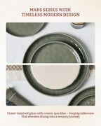 Famiware Mars Plates and Bowls Set, 12 Pieces Dinnerware Sets, Dishes Set for 4, Sage Green