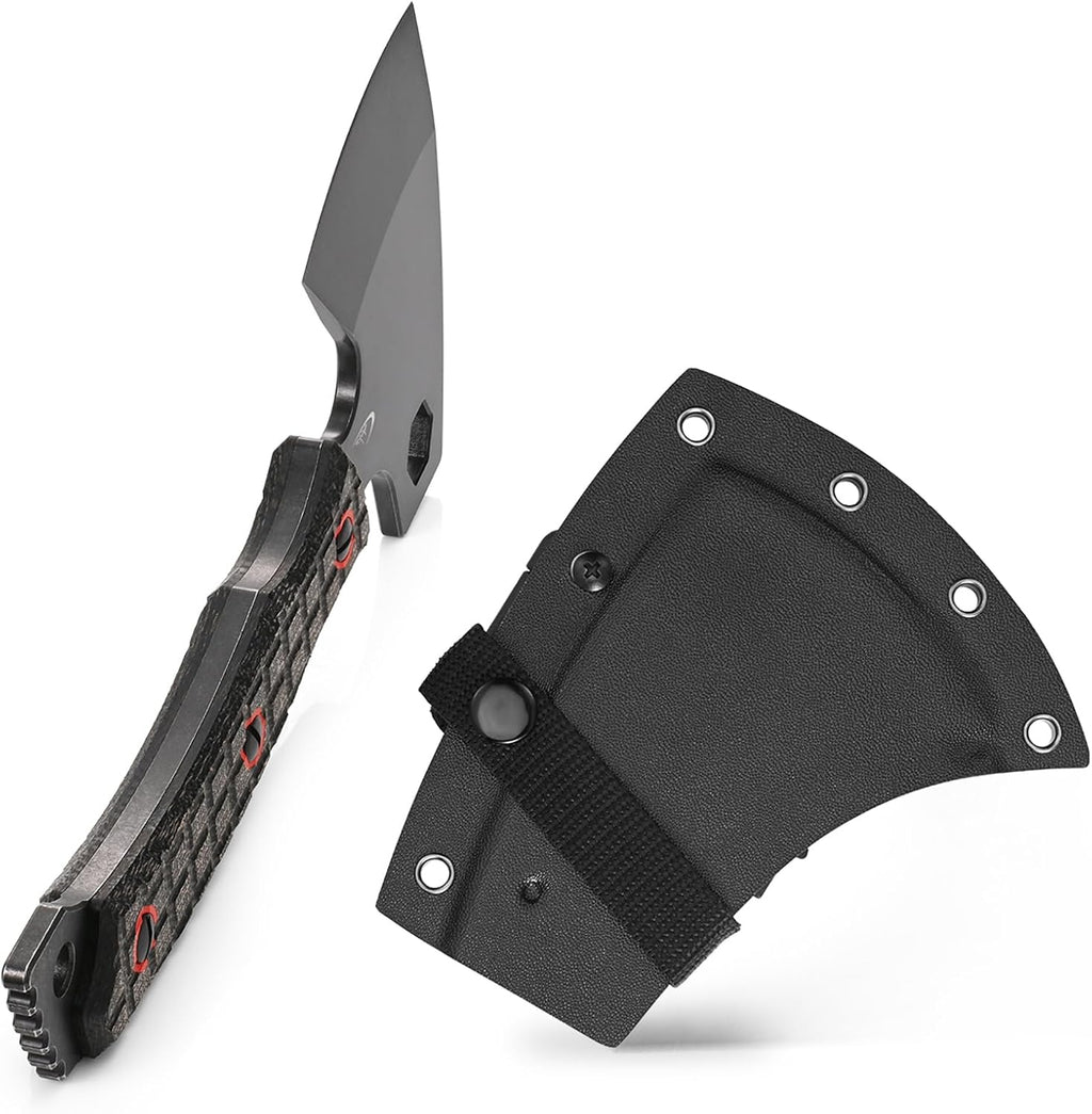 C1393 Camping Hatchet Survival Axe,DC53 Steel Blade with Micarta Handle Multitool Axe Hex Wrenches with Kydex Sheaths for Chopping Wood,Gardening,Outdoor Camping Hiking(Black)
