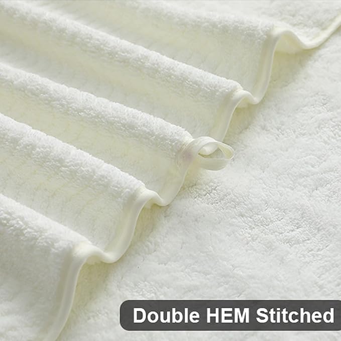 Ultra Soft Bath Towel Set of 4, Beige Extra Large Textured Microfiber Luxury Towels 35x70 in, Quick Dry, Highly Absorbent, Fluffy, Oversized, for Bathroom Shower Pool Hotel Beach
