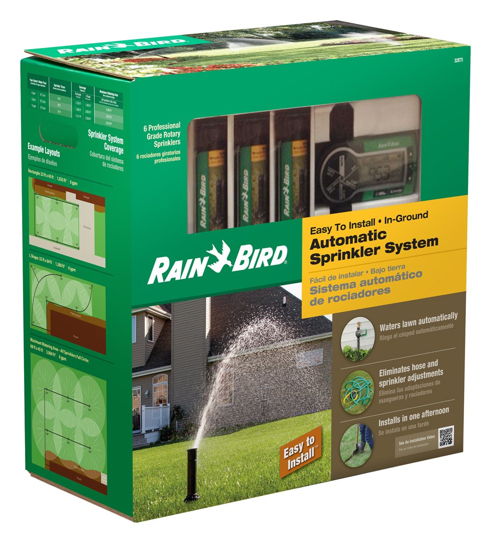 Rain Bird 32ETI DIY Self Install In-Ground Automatic Sprinkler System Kit