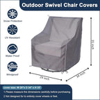Patio Chair Cover, Waterproof Heavy-Duty Patio Furniture Cover, Outdoor Swivel Chair Cover (Grey-1 Pack)