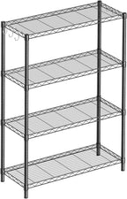 4-Shelf Adjustable Metal Shelf Wire Shelving Unit Storage Rack Display Shelf for Office,Kitchen,Bedroom,Bathroom,Laundry,Pantry Basement,Garage(Black,36" L x 14" W x 54" H)