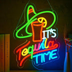 It's Tequila Time Neon Sign Tequila Time Neon Sign for Wall Decor Mexican Tequila USB Dimmable LED Neon Lights for Beer Bar Kitchen Restaurant Home Pub Party Man Cave Club Shops Hotel Store Business Gift