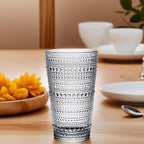 16oz Hobnail Highball Glasses[Set of 4] - Tall Water Glass Cup Glassware Set Fits New Home of Newlyweds, Dishwasher Safe, Stackable Design