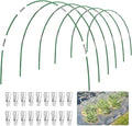 Garden Hoops for Raised Beds, 50pcs 7ft Grow Tunnel Greenhouse Support Hoops Rust-Free Frame for Garden Netting Row Cover Fabric, 10 Set DIY Fiberglass for 3 & 4 Ft Wide, 30pcs Clips