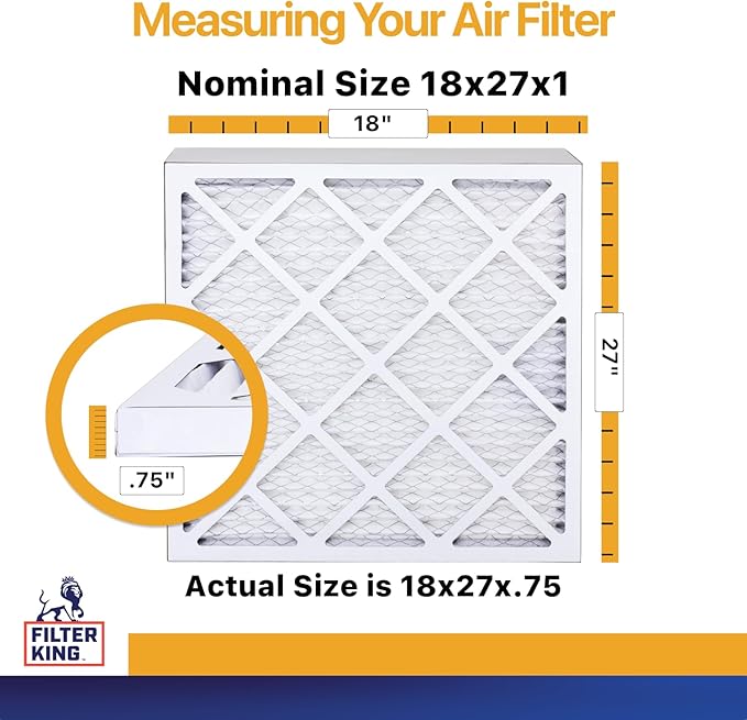 Filter King 18x27x1 Air Filter | 4-PACK | MERV 13 HVAC Pleated A/C Furnace Filters | MADE IN USA | Actual Size: 18 x 27 x .75"