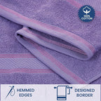 Casa Lino Bath Towel Set of 8 (2 Bath Towels, 4 Wash Cloths & 2 Hand Towels for Bathroom) - 100% Cotton - Highly Absorbent & Quick Dry - Guest Room Essentials for Bathroom Set - (Purple)