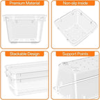 WOWBOX 24 PCS Clear Plastic Drawer Organizer Set, 4 Sizes Desk Drawer Organization and Storage Containers for Makeup, Cosmetics, Jewelry and Gadgets in Kitchen, Bathroom, Bedroom, Office, Clear