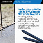 Sandbaggy Round Steel Concrete Form Stakes with Nail Holes - Rust Resistant Coating - Removable, Reusable (200, 3/4 in X 18 in)