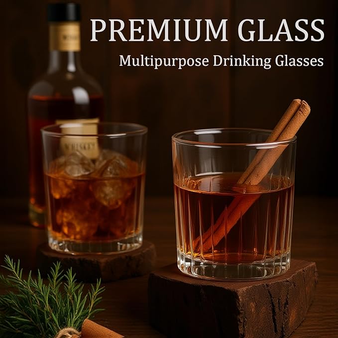 Laerjin Drinking Glasses Set of 8, 12 oz Highball Glasses & 10 oz Cocktail Glasses Set, Glassware Drinking Glasses, Glassware Sets for Cocktail, Beer, Wine, Whiskey, Water & Juice Drinkware(Clear)