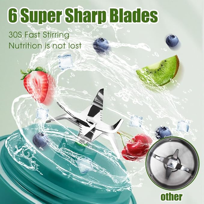 Portable Blender for Smoothies, Freshly Squeezed Juices, Milk shakes and Baby food, 20 oz BPA Free, Suitable for Outdoor Sports, Family, Travel.((green))