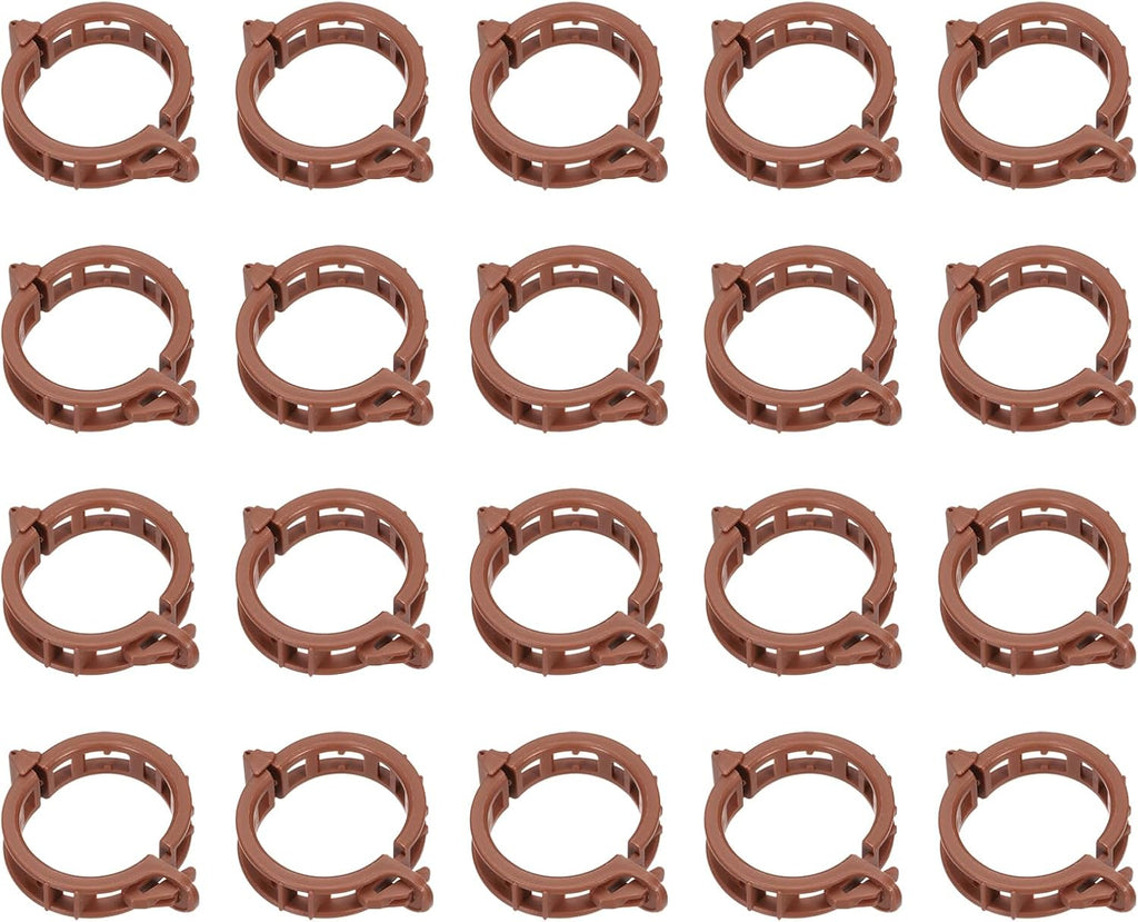 MECCANIXITY 150 Pcs Garden Plant Clips Fixing Clips Brown 30mm Adjusting Plant Lever Loop Clips for Supporting Flower Vine Vegetables Climbing Plant Plant Stems