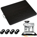 360° Rotatable Sliding Tray for Kitchen Appliances, Wooden Sliding Tray for Coffee Maker, Coffee Pot Slides for Countertop Installation, Easy to Slide (Black, Large)