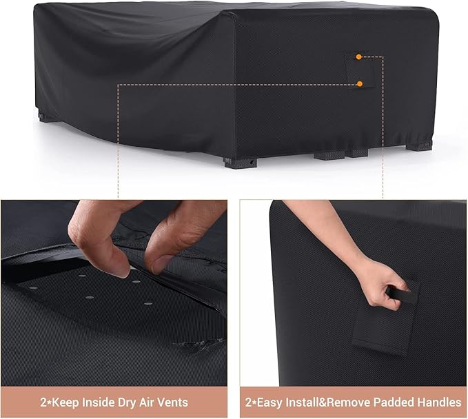 Mrrihand Patio Furniture Set Cover Waterproof, Outdoor Sectional Sofa Set Cover Heavy Duty 600D Table and Chair Set Cover 62" L× 42" W× 28" H
