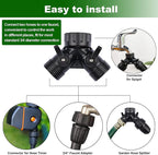 1/2 Inch Drip Irrigation Hose to Faucet Adapter for Drip Irrigation Tubing (.520" ID,.600" – .650" OD), 2 Way Y Water Splitter Connector for 3/4" Inch Garden Hose Spigot Faucet Bib