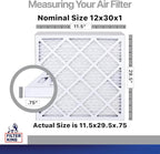 Filter King 12x30x1 Air Filter | 4-PACK | Carbon MERV 8 HVAC Pleated A/C Furnace Filters | MADE IN USA | Actual Size: 11.5 x 29.5 x .75"