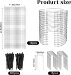 18 Pcs 24'' x 12'' Large Wire Plant Protector from Animals, 6 Pack Metal Plant Cage Chicken Wire Cloche with Ground Stakes and Nylon Tie to Keep Animals Out, Garden Protection Bunny Barricade