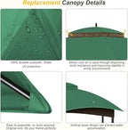 Replacement Gazebo Canopy Top Cover for 10 x 12, Double Tiered Waterproof Canopy Roof for Lowe's Allen Roth Gazebo #GF-12S004B-1(Green)