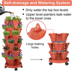 Vertical Planter 6 Tier Stackable Planters Garden Planters Strawberry Herb Flower and Vegetable Planter Indoor Outdoor Gardening Pots with Removable Wheels and Tools 2-Pack