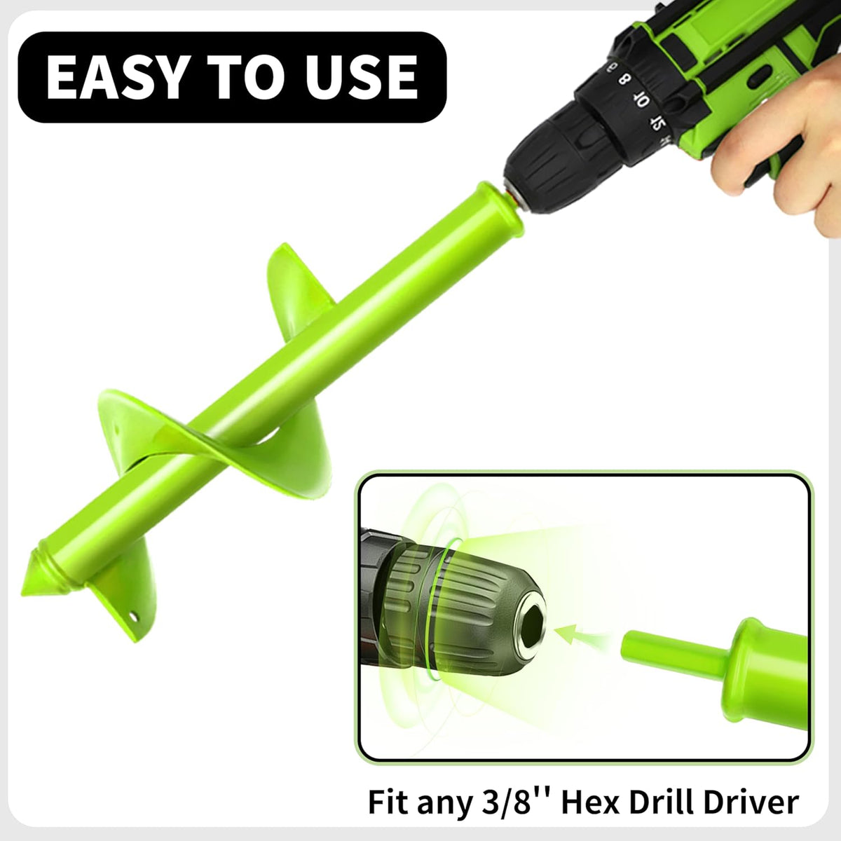 TCBWFY 4"x12" Auger Drill Bit for Planting and Digging Holes, Garden Plant Flower Bulb Rapid Bulb Planter Earth Auger Bit Post or Umbrella Hole Digger for 3/8" Hex Drive Drill