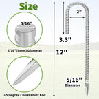 12 Inch Ground Stakes Heavy Duty J Hook 30-Pack Metal Spikes Galvanized Ground Hooks Anchors Rebar Ground Stakes for Fence Tent Gazbo Bounce House and Outdoor Decorations Inflatables