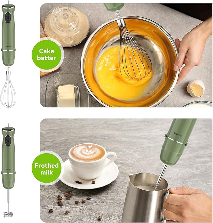 Immersion Blender Handheld 5 in 1 Hand Blender, 1000W Hand Mixer Stick, BPA-Free 12 Speed Handheld Blender with Mixing Beaker, Chopper, Whisk and Milk Frother for Soup, Smoothies, Sauce, Baby Food