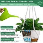 Set of 2-10 Inch Hanging Planters for Indoor Plants with Self-Watering Includes Hanging Pots for Plants, Outdoor Hanging Plant Pot with Drainage, and 2 Types of Hanging Baskets Hangers (White, 10inch)