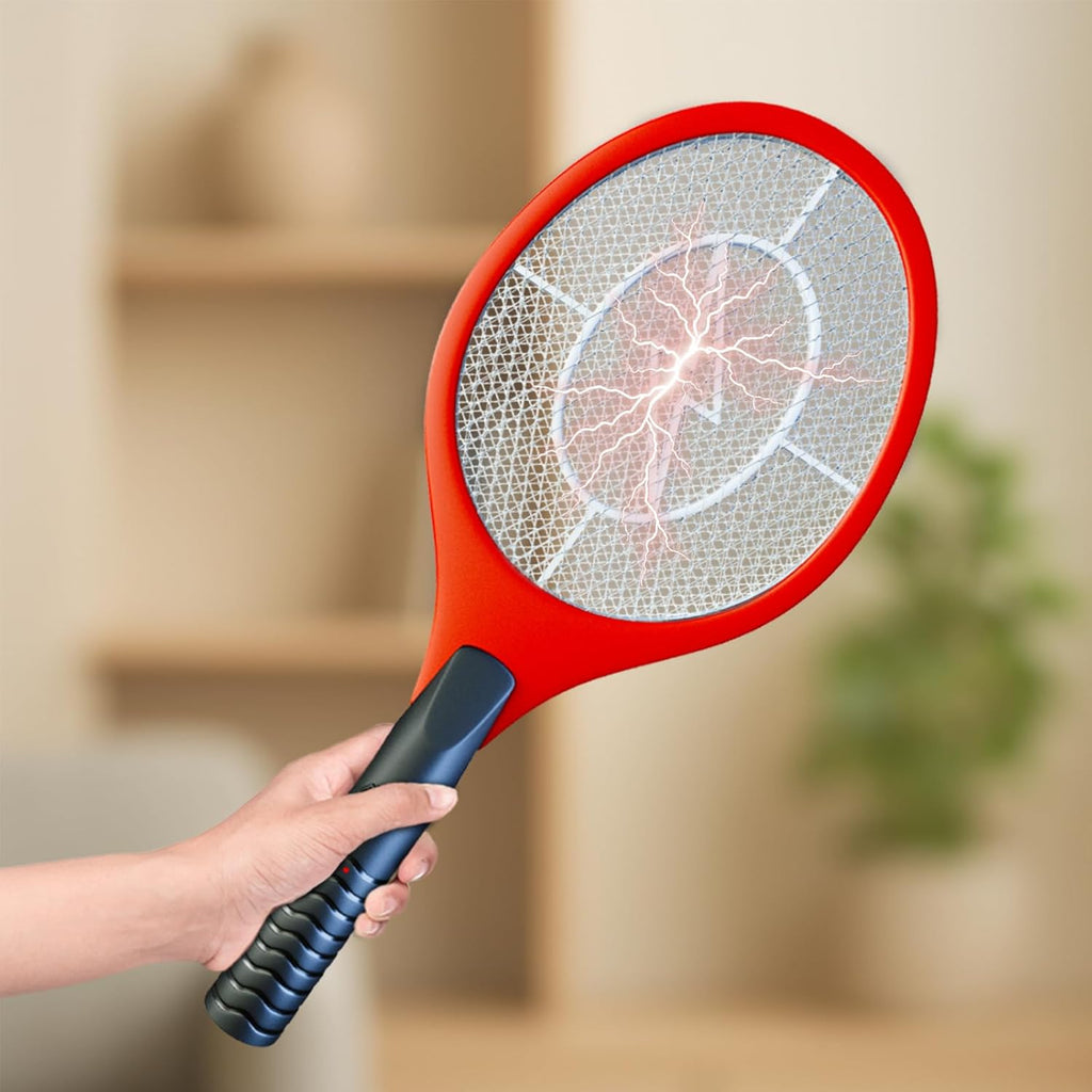 Upgraded Bug Zapper Racket 2025- Big Electric Fly Swatter & Mosquito Zapper for Indoor/Outdoor Insect Control - Battery-Operated Tennis Racket Zap - Portable High Voltage Bug Zapper