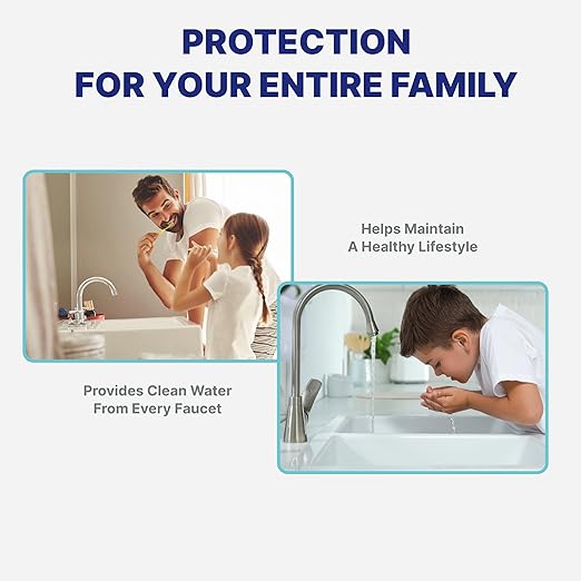 Nu Aqua 3 Stage Heavy Metal Whole House Water Filter System - 20” x 4.5” TDS Reducing Home Filtration - Sediment, KDF Granular Carbon, Carbon Block