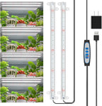 Wiaxulay Grow Lights for Indoor Plants Full Spectrum, 120 LEDs Plant Grow Light Strips with Auto ON/Off Timer 6/12/16Hrs, 5 Brightness, 3 Switch Modes Growing Lamps for Seed Starting, Succulent,2 Bars