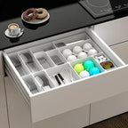 25 pc Plastic Drawer Organizer Set,4 Size Small Storage Containers for Organizing Jewelry,Utensil,Junk,Tea,Makeup,Shallow Drawer Organizers Tray Suitable for Office,Desk,Bathroom,Vanity,Kitchen,White