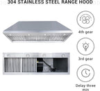 CHETTO C Stainless Steel Range Hood Cover with Quiet Vent Hood Insert Custom Handcrafted Metal Kitchen Fan with Towel Rack LED Light 54"W x24"D x39"H Brushed Stainless Steel Wall Mount