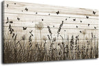 Wildflower Wall Art Autumn Canvas Picture Butterfly Grass Dandelion Artwork Vintage Wooden Board Painting Prints for Bedroom Living Room Office Home Kitchen Wall Decor Framed Ready to Hang 30" x 60"