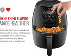 CHEFMAN Small Air Fryer Healthy Cooking, 3.6 Qt, User Friendly, Nonstick, Digital Touch Screen, Dishwasher Safe Basket, w/ 60 Minute Timer & Auto Shutoff, Matte Black, Cookbook Included