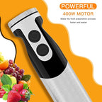 MegaWise Pro Titanium Reinforced 5-in-1 Immersion Hand Blender, Powerful Motor with 80% Sharper Blades, 12-Speed Corded Blender, Including 500ml Chopper, 600ml Beaker, Whisk and Milk Frother (Black)