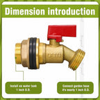 GHT 3/4 spigot for rain barrel, brass bulkhead water barrel spigot kit for diy tank parts and accessories connect garden hose outdoor bucket (1 pc, red)