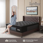 King Mattress, 12 Inch Hybrid Mattresses Black with Gel Memory Foam and Individually Pocket Innerspring Euro Top Medium Firm for Motion Isolation, Edge Support