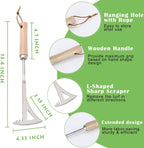 Crack Weeder, 13.4" Stainless Steel Crevice Weeding Tool with Wood Handle, L-Shaped Side-Walk Weed Puller Spatula, for Garden Lawn Yard Patio Terrace Paving Moss, Small Gardening Tool