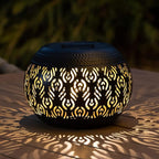 Solar Table Lanterns Outdoor Waterproof - LED Lamp Black Peacock Feather Metal Tabletop Light Solar Powered Decorative Lantern for Indoor Desk Bedroom Patio Garden Pathway Yard (1 Pack)