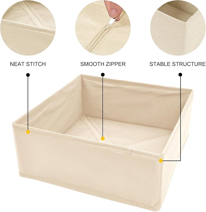 6 Pack Drawer Organizers for Clothing,Fabric Foldable Closet Organizers and Storage Dresser Drawer Dividers Storage Basket Bins for Clothes,Socks,Scarves,Ties,Underwear,Towels