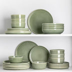AmorArc Stoneware Dinnerware Sets,Round Reactive Glaze Ceramic Plates and Bowls Sets,Highly Scrath Resistant | Dishwasher & Microwave Safe,Service for 8 Dishes Set (24pc)