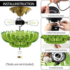Ceiling Lights Semi Flush Mount Ceiling Light, Modern Gold Ceiling Light with Green Glass,Ceiling Lights Fixture Suitable for Bedroom Dining Room Kitchen Living Room Entryway Hallway