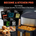 Air Fryer 8 in 1, XL 8.5 QT Large Airfryer with View Windows,MAX 450℉ for Crispy, 85% Less Oil, Fast Roast, Preheat, Shake, Bake, Non-Stick Basket for Easy Clean, With Professional Recipes