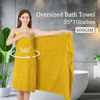 Extra Large Bath Towels Set 35x70 Inches - Yellow Luxury 600 GSM Oversized Bath Sheet Towel,Ultra Soft Microfiber - Quick Dry,Highly Absorbent Shower Towels Spa Hotel Bathroom Towel Set (4-Pack)