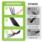 WORKPRO Hoe and Cultivator Garden Rake with 14" Wooden Handle