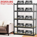 TigerParty 2020LBS Garage Shelving Units, 5-Tier Storage Shelves Heavy Duty, Adjustable Metal Organizer Utility Rack for Kitchen, Closet, Warehouse, Pantry, 72" H x 35.55" W x 16" D